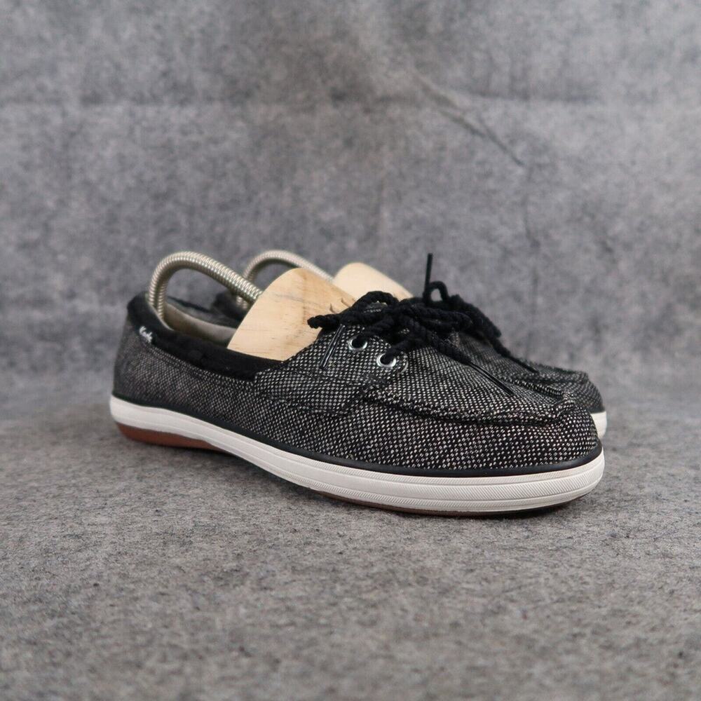Keds Shoes Womens 8 Slip On Flats Glimmer Boat Moc Casual Classic Black Loafer